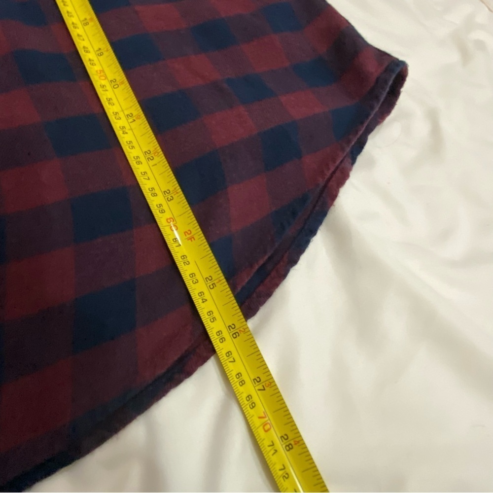Abercrombie and Fitch women maroon navy plaid checkered button down shirt XL - Picture 6 of 12